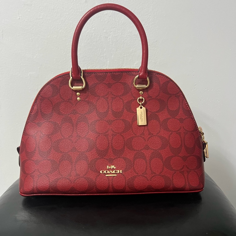 Coach red bag with cross body strap